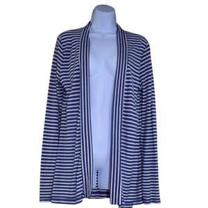 J. Crew Striped Cardigan M Blue White Nautical Open Front Sweater Lightweight